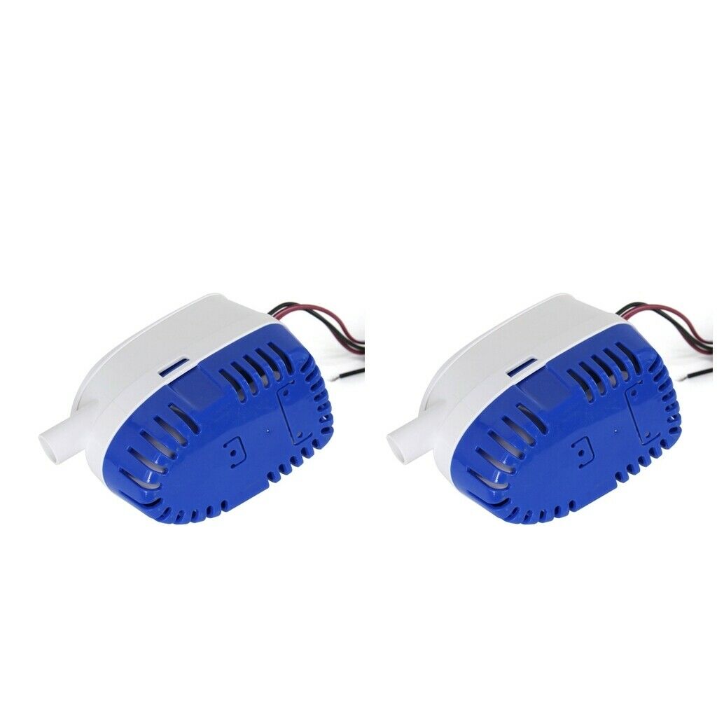 2x Automobile Bilge Water Pump Auto Motor for Boat Submersible White+Blue