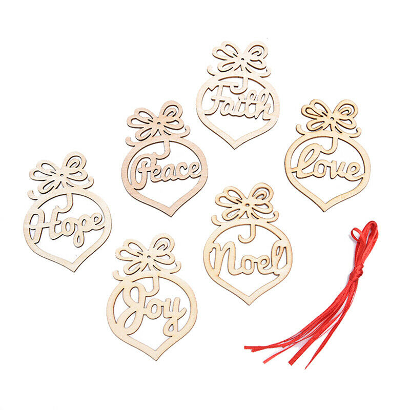6Pcs Christmas Decorations Wooden Ornament Xmas Tree Hanging Pendant Orna.l8