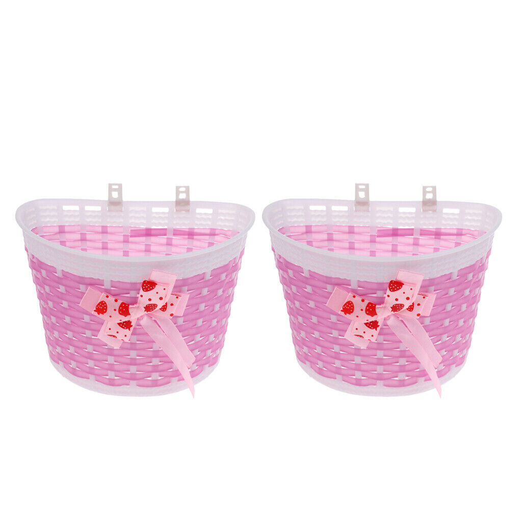 Lots 2 Girls Bike Front Basket Child Kids Shopping Holder Bowknot Baskets