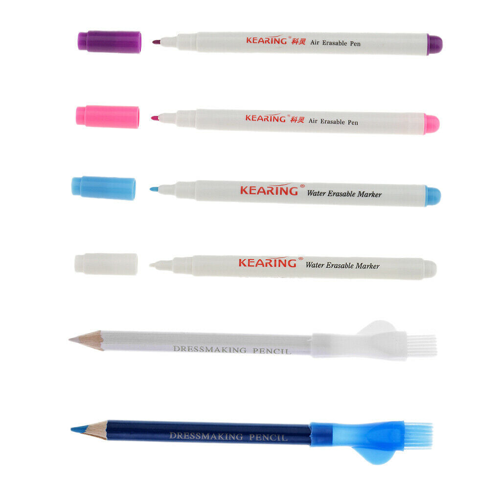 6 Pieces Tailors Chalk Pencil Air Water Erasable Pens for Fabric Temporary