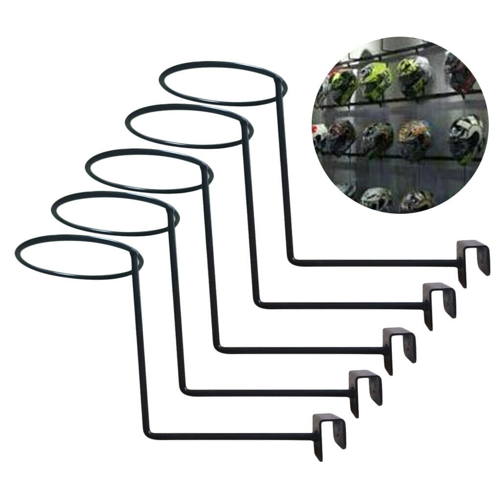 5 Pcs Motorcycle Helmet Holder Wall Hanger Metal Rack Wall Mounted Black