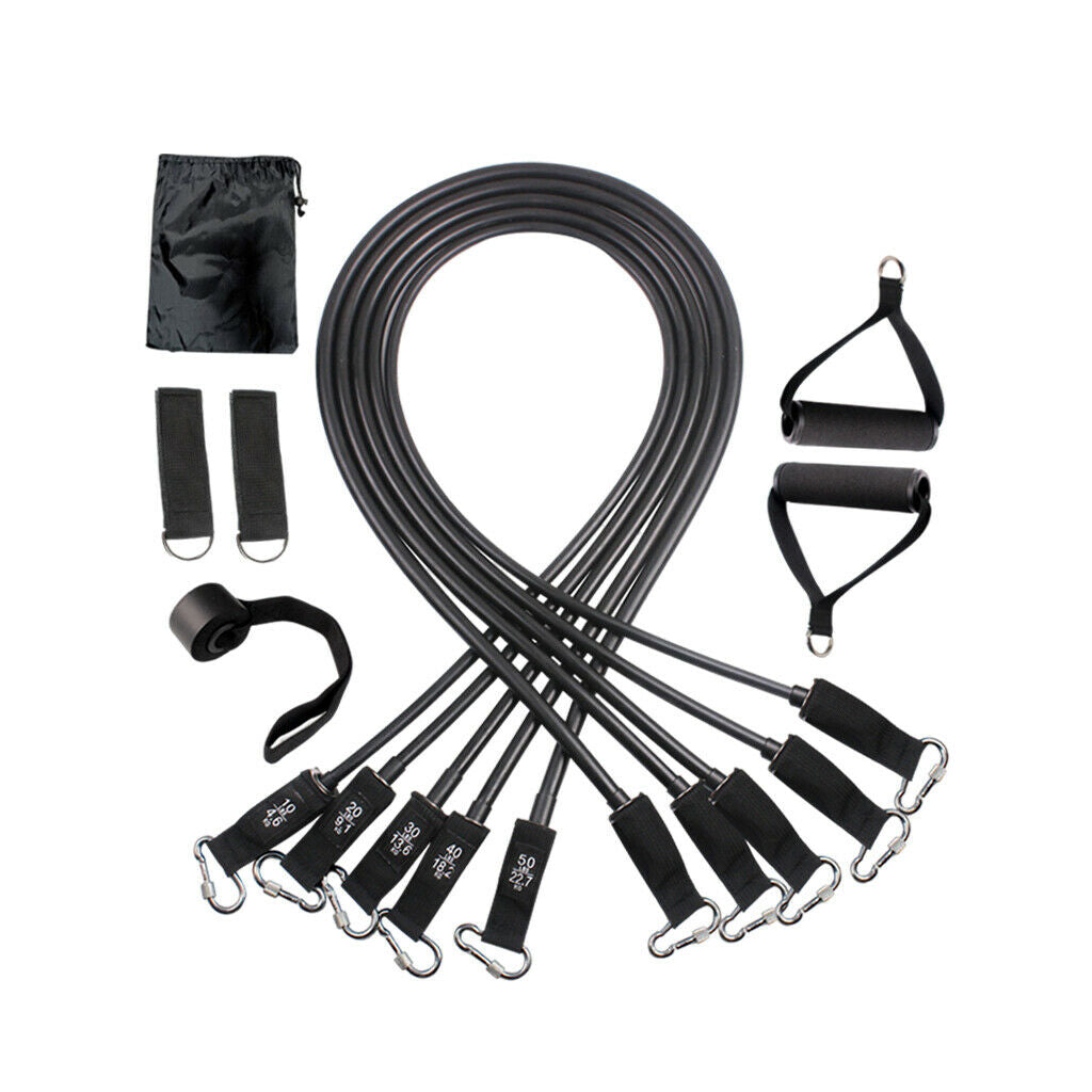 11Pcs Latex Resistance Bands with Handles Exercise Band Workout Equipment