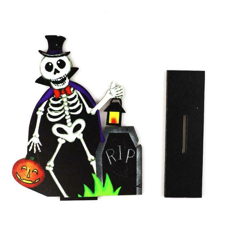 Vampire Skeleton Wooden Sign Pumpkin Tombstone Halloween Table Topper Decoration