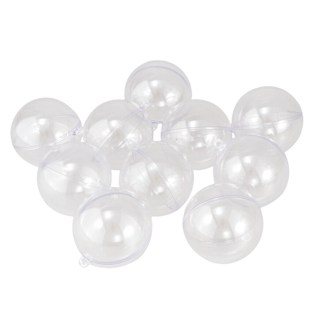10pcs Clear Plastic Fillable Ball Ornaments Christmas Candy Box Crafts 6cm