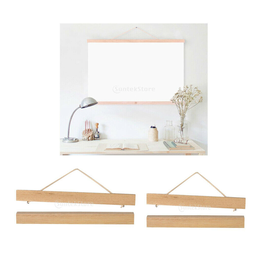 2Pcs Magnet Wooden Picture Frame DIY Photo Poster Painting Hanger Ramin Wood