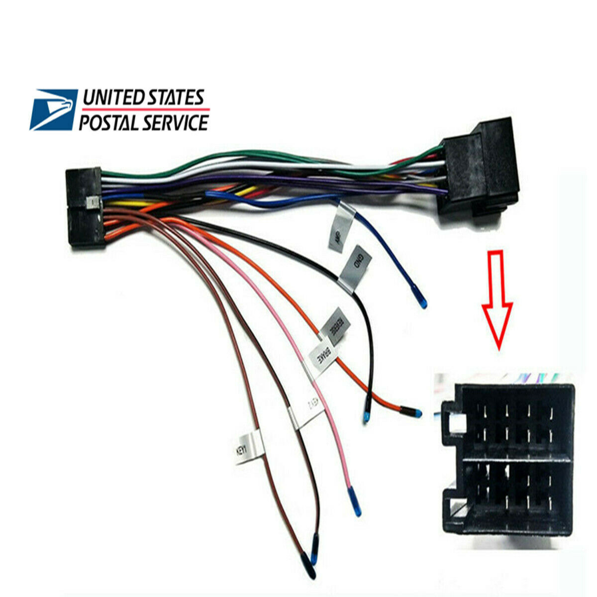 Car Stereo Harness Connector Adapter for 1/2din DVD Android Power Cable Harness