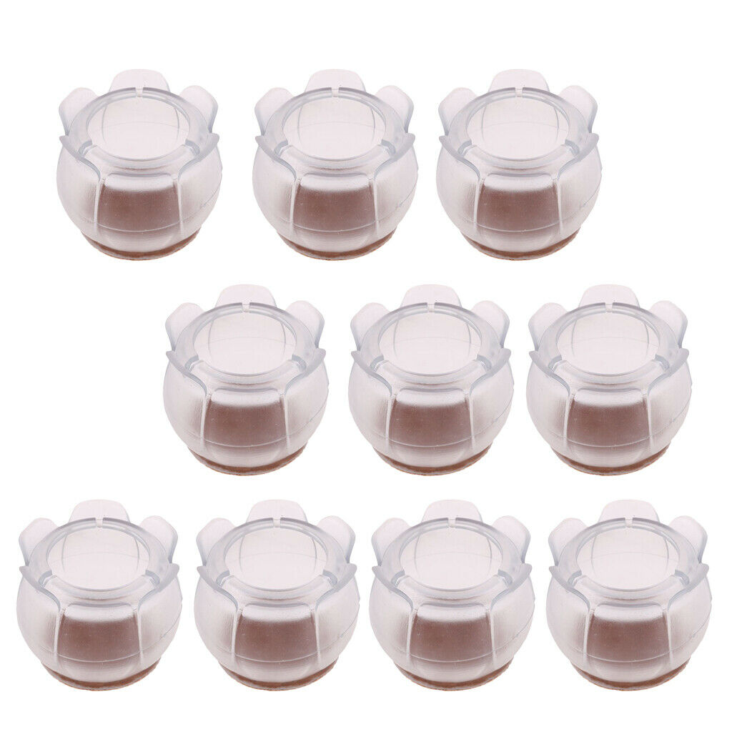 10 Packs Anti-skid Chair Leg Caps Floor Protectors Clear Round Leg 40-47mm