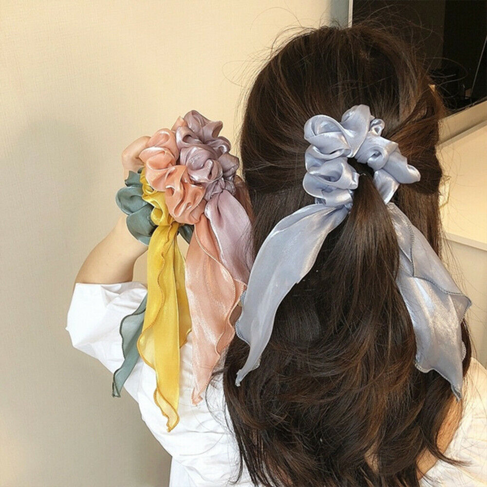 Solid Color Hair Scrunchie Hair Ties Rope Ponytail Scarf Elastic Hair Bands