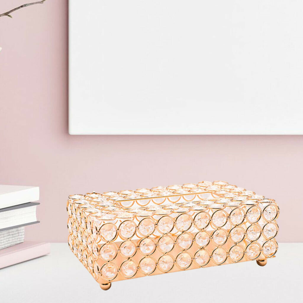 Crystal Tissue Box Cover Rectangle Decorative Napkin Toilet Paper Case