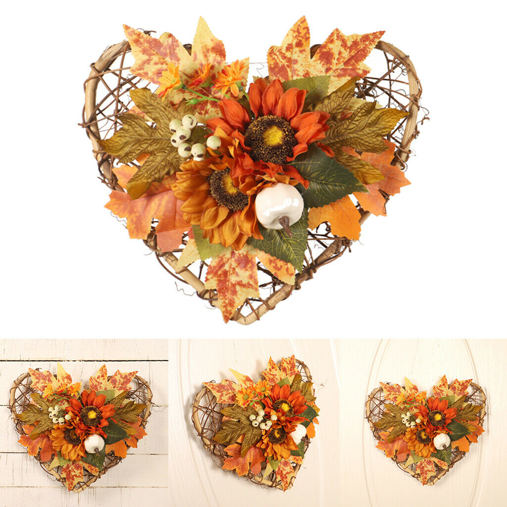 Autumn Flowers Wreath Garland Front Door Halloween Thanksgiving Home Indoor