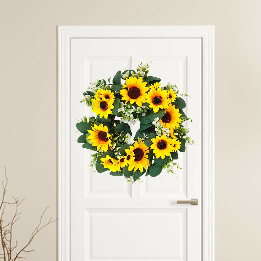 Outdoor Sunflowers Wreath Front Door Wall Home Artificial Floral Decor