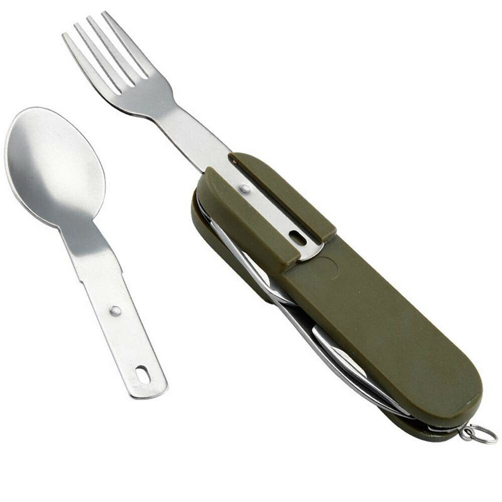 Outdoor Folding Tableware Spoon/Fork Multi Hiking Camping Utensil Reusable Set