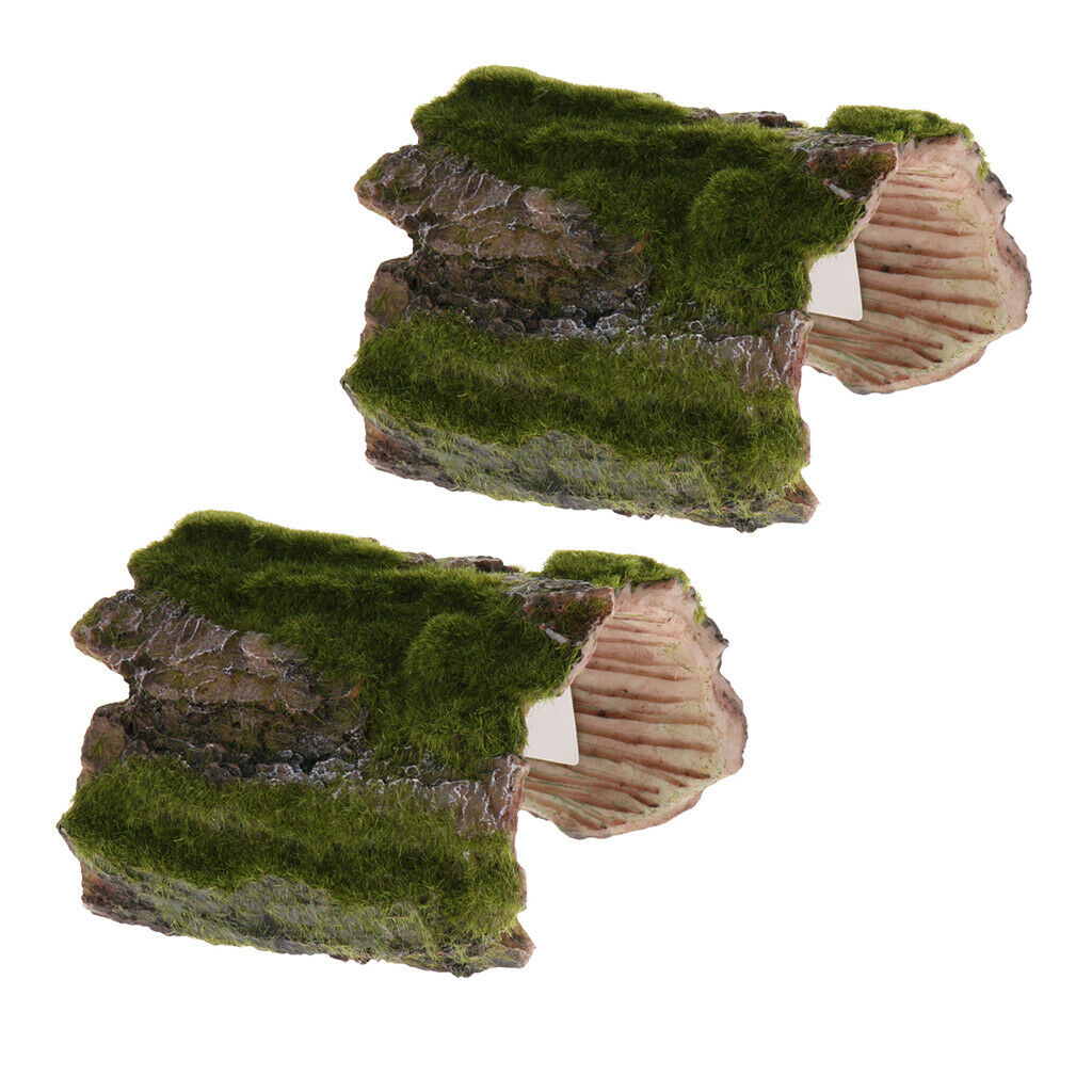2 Pcs Bark Bends Den Caves/Hides Shelter Basking Platform Hideout House for