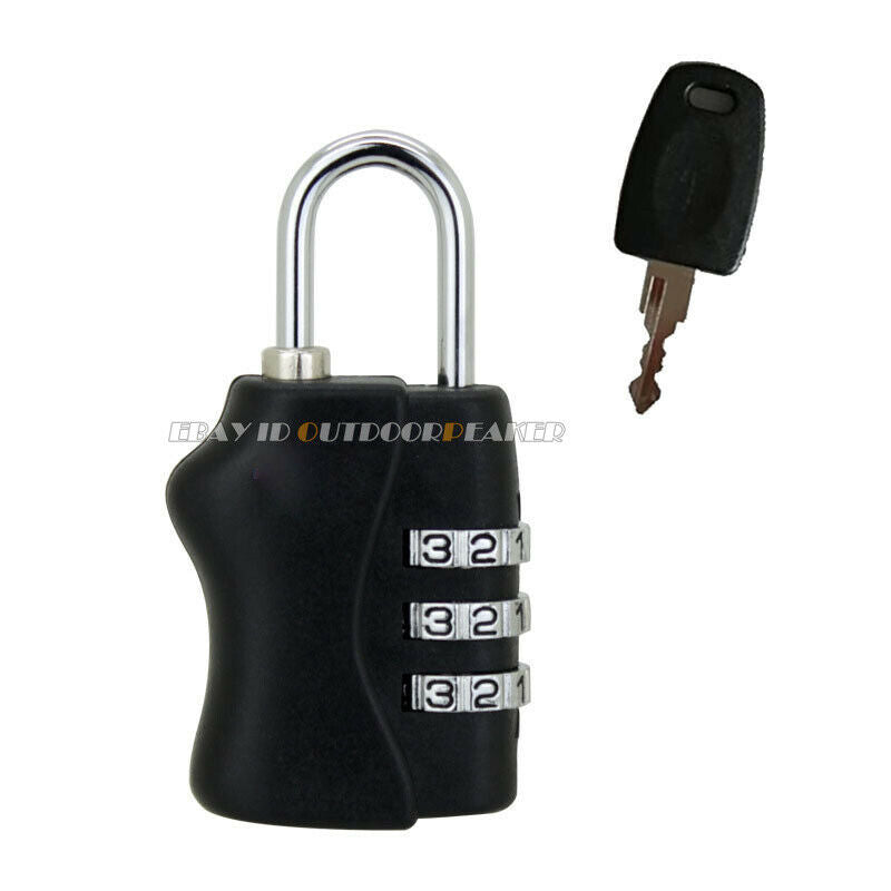 Black Resettable 3 Digit Combination Lock Key Suitcase Luggage Masterlock 007Key