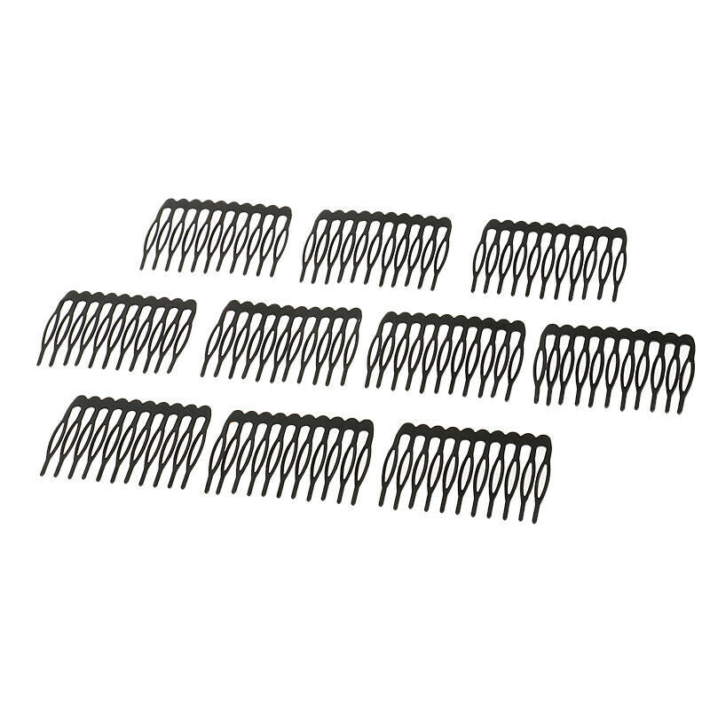 Set of 10 plug-in comb hair accessories women, metal, black