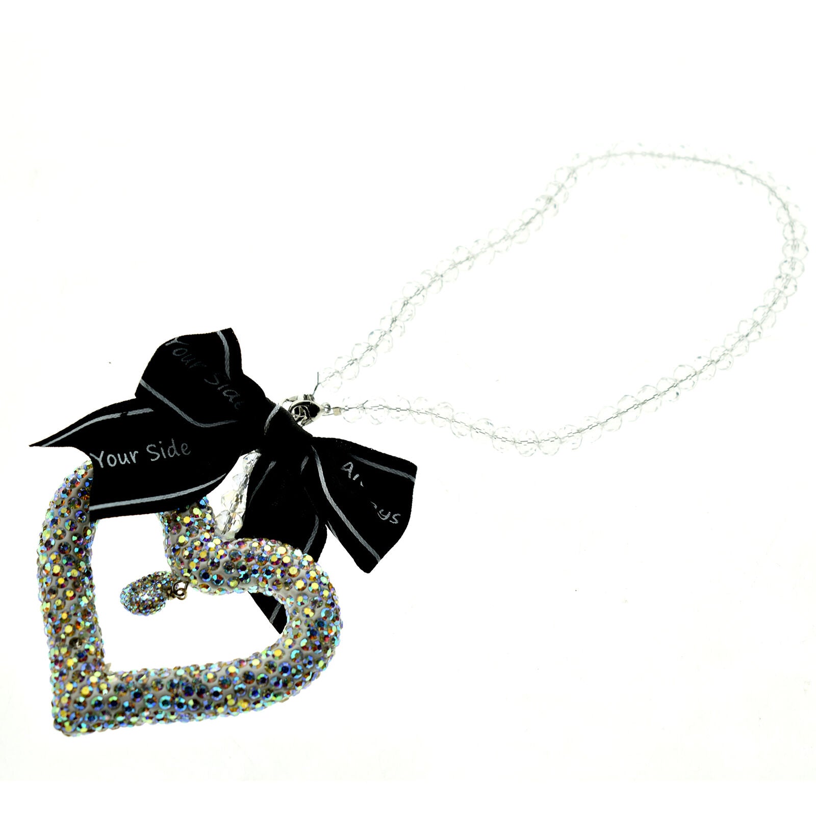Car Pendant White Rhinestone Love Pattern Rear View Mirror Hanging Accessorie