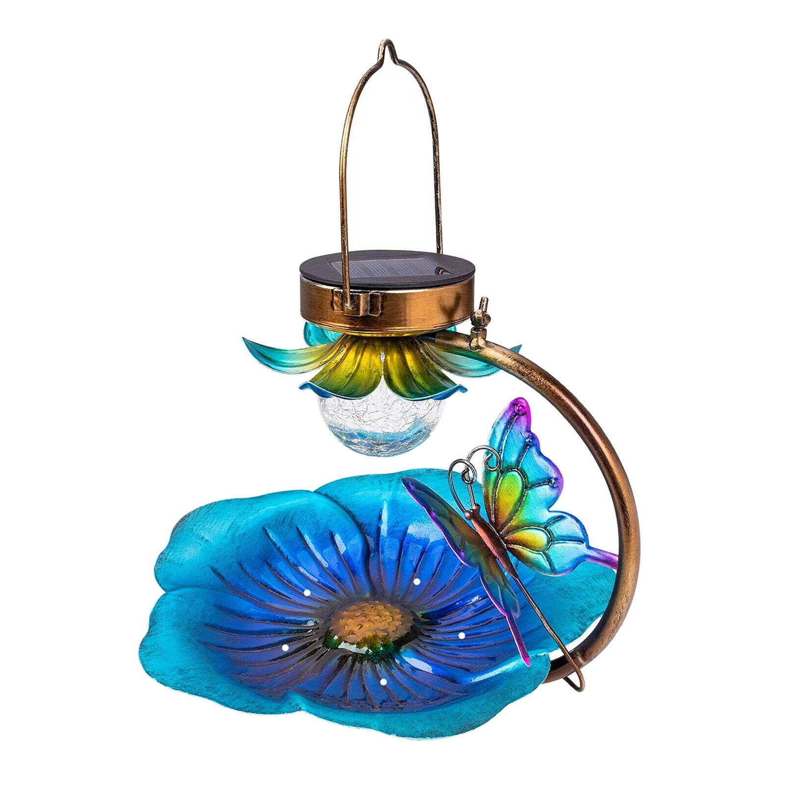 Solar Light Bird Feeder Bowl Outside Garden Decor LED Patio Bird Feeding