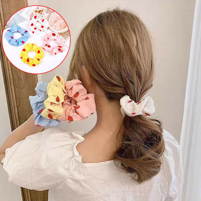 Women Strawberry Scrunchies Elastic Hair Bands Girls Sweet Ponytail Holder T XC