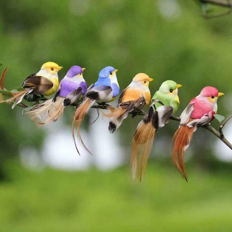 12 Pcs Feather Bird Artificial Simulation Foam Wedding Party Garden Decoration