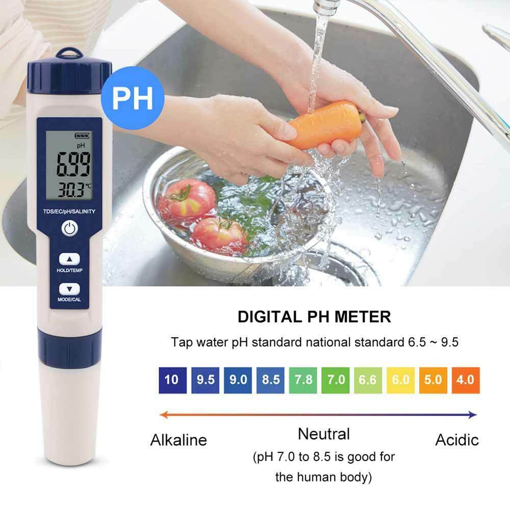 EZ-9909 Digital Water Tester PH/TDS/EC/Salinity/Temperature Meter Pen LIN