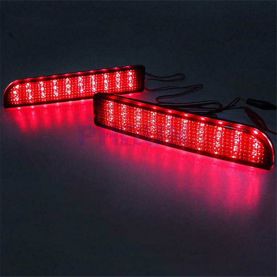 Pair Smoke Lens Bumper LED Reflectors Brake Tail Rear Fog Lights For Mitsubishi
