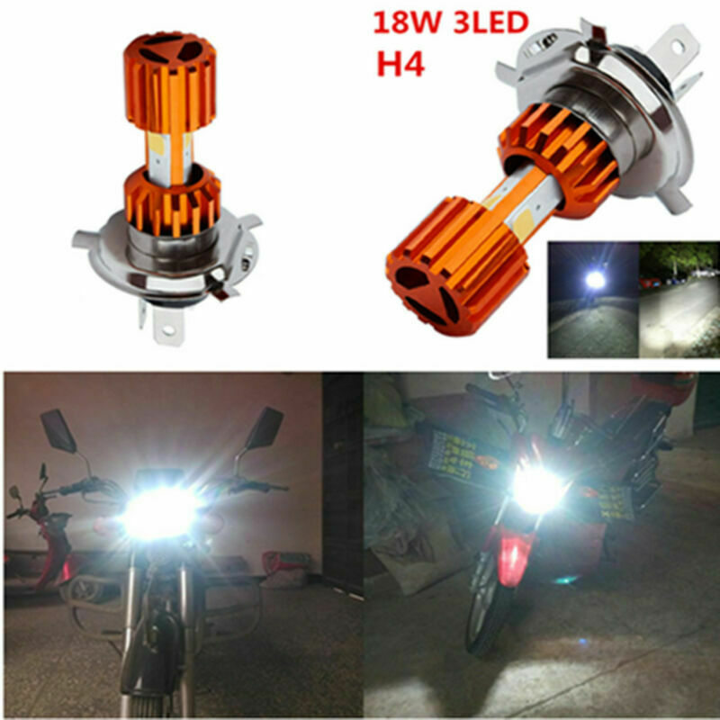 H4 Motorcycle LED Headlight Bulb Super Bright 3-COB Hi/Lo Lamp Scooter Fog Light