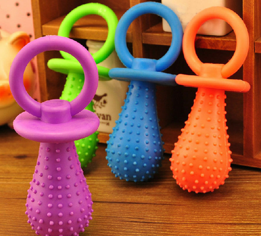 Rubber Pacifier for Pet Toys Dog Cat Puppy Chew Toys with Bell Sound Insid.l8