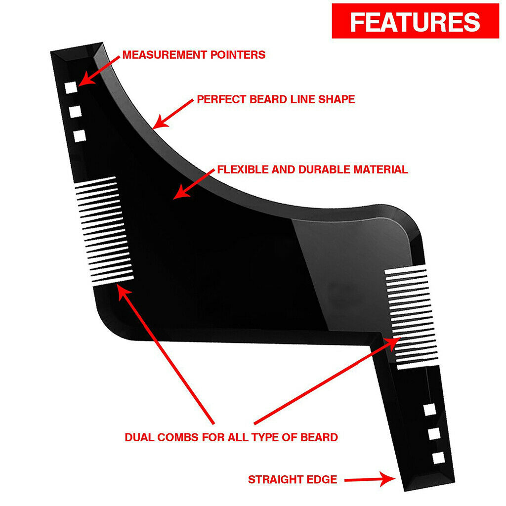 2 Beard Shaping Comb Styling Shaving Template for Symmetry Trimming Black