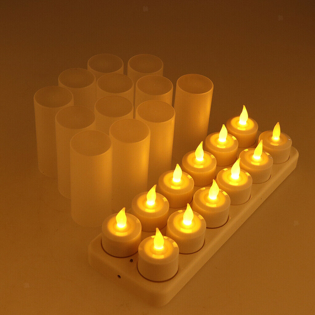 12pcs Rechargeable LED Electronic Candle Light Flameless Flickering Candles