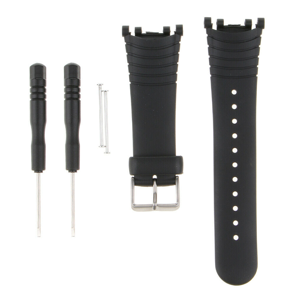 Prettyia Black Silicone Watchband for SUUNTO VECTOR Stainless Steel Buckle