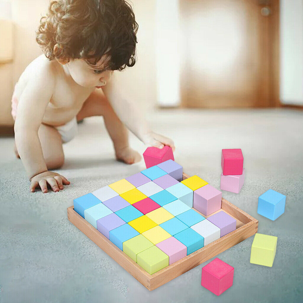 Colorful Wood Blocks, Building Block, Recognizing Colors, Math Counting,