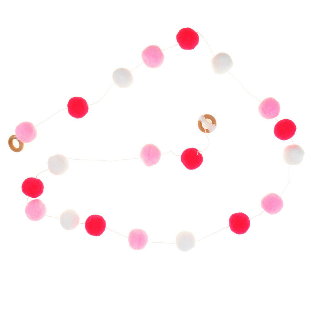 Nordic Style Pompoms Balls Garland Tent Home Hanging Decor Rosy Pink