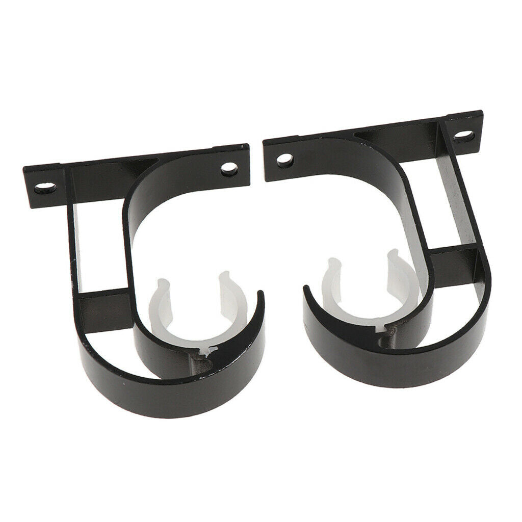 4 Pieces Aluminum Alloy Curtain Brackets Drapery Rod Holder Hardware Black