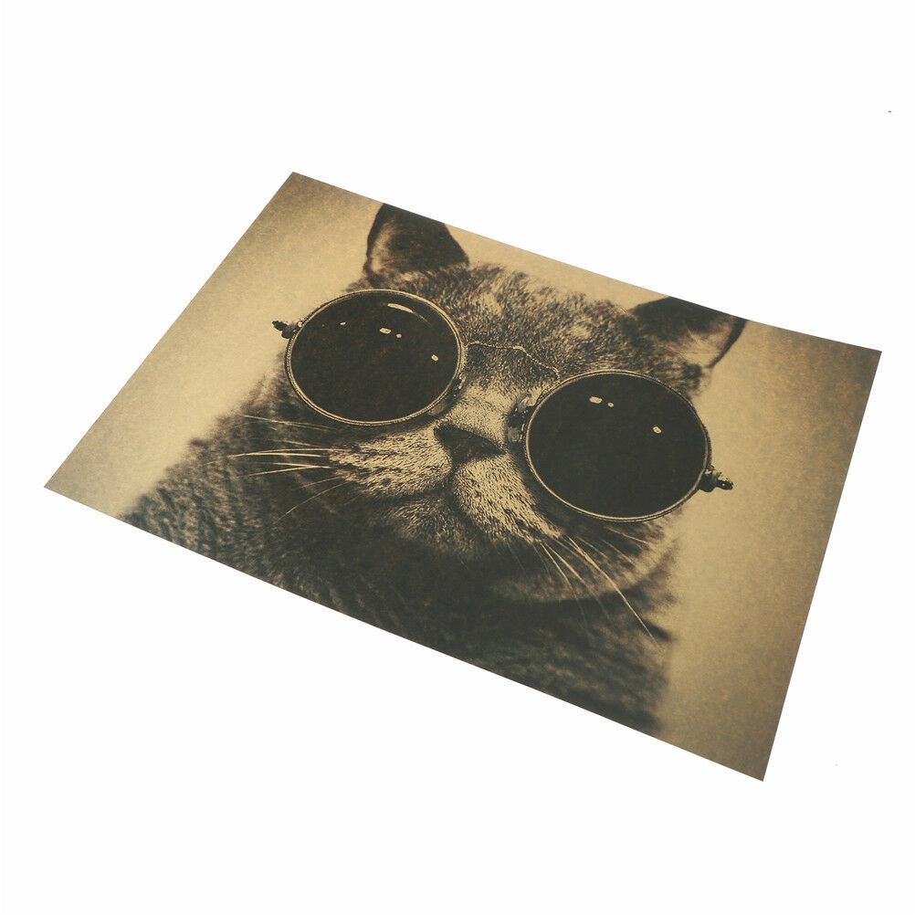 cat sunglasses kraft paper bar poster retro poster decor painting wall st.l8