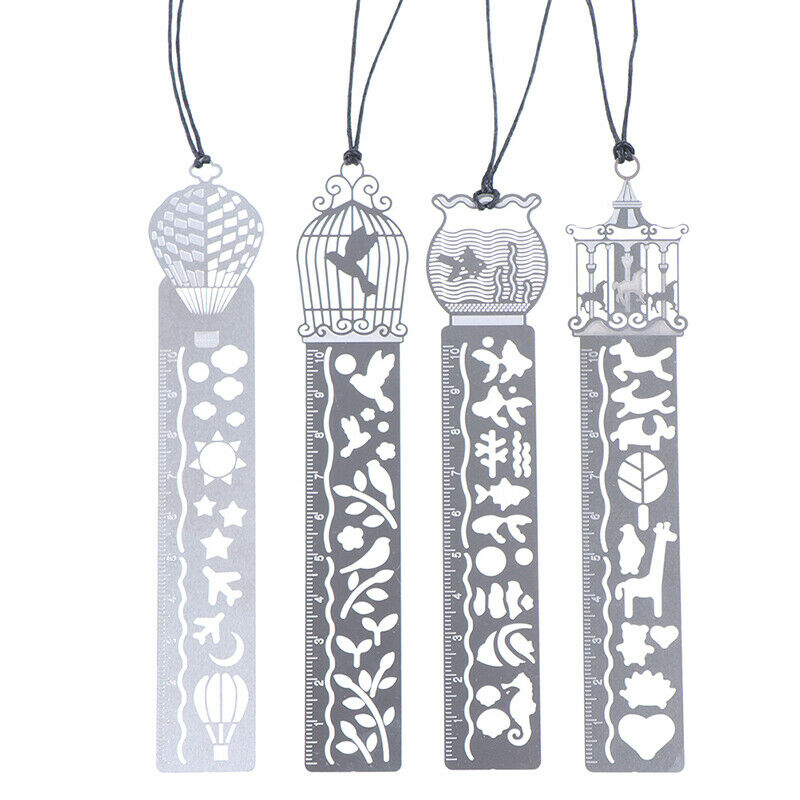 4 pcs/lot  Metal Hollow Clips Bookmark Ruler stationery Student School Su.l8