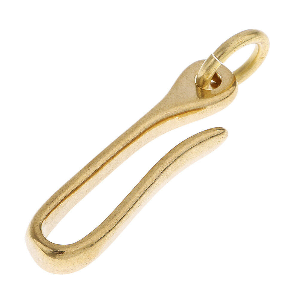 2 Pack Solid Brass U Hook Loop Keychain Belt Wallet Clips Holder