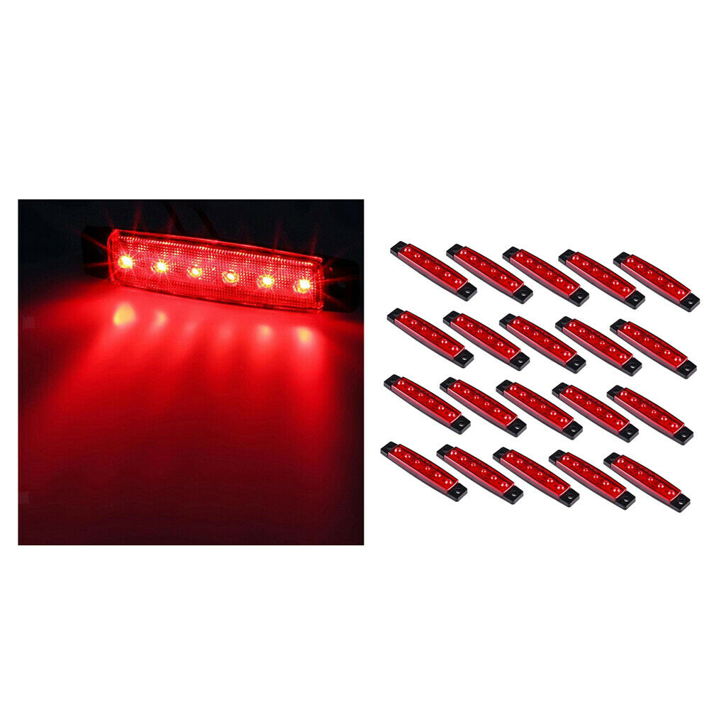 20pack 3.8" Amber 6-LED Side Marker Indicator Lamp Truck Vehicle 12V Red