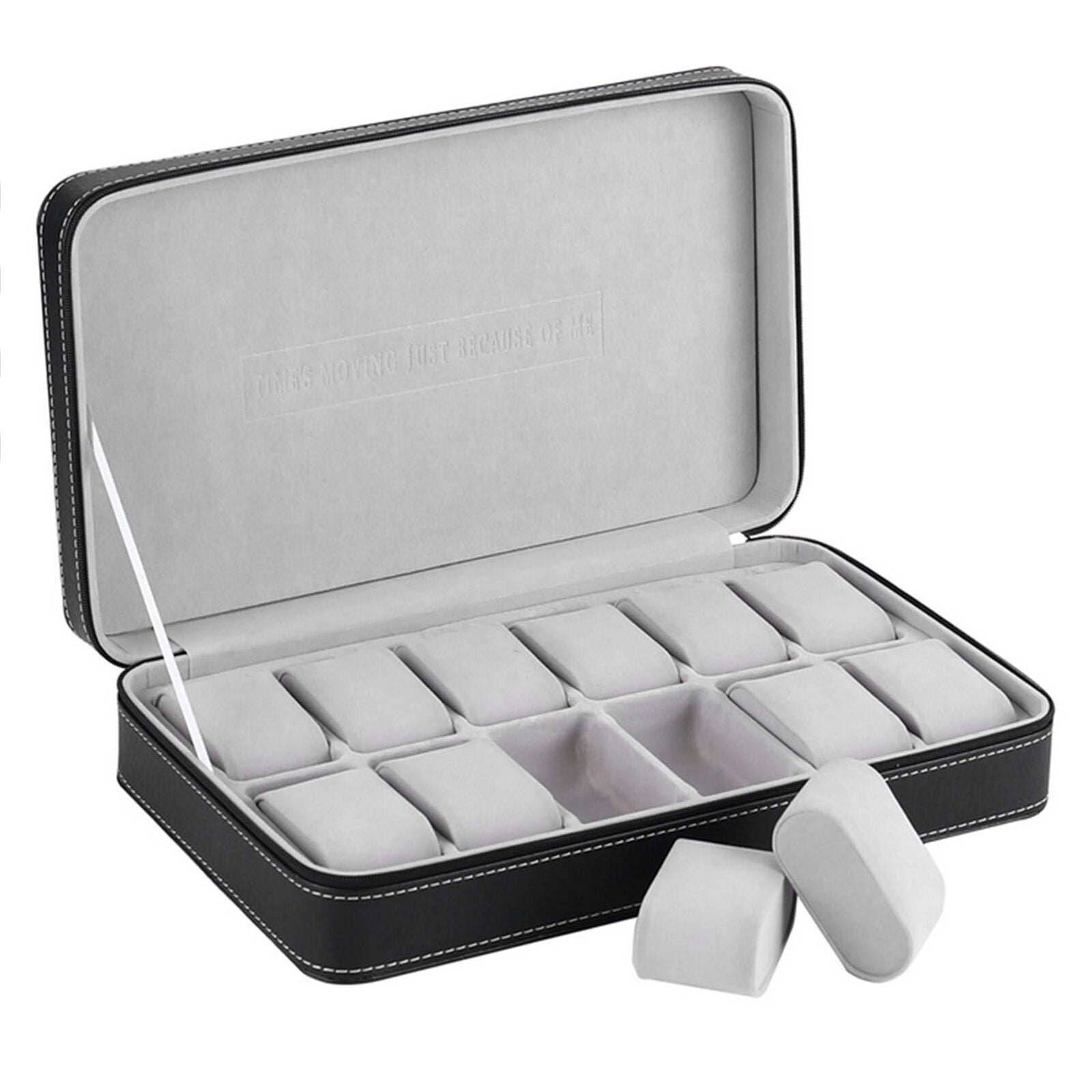 Storage Jewelry Box Case 12 Slots Portable Travel Zipper Watch Collector