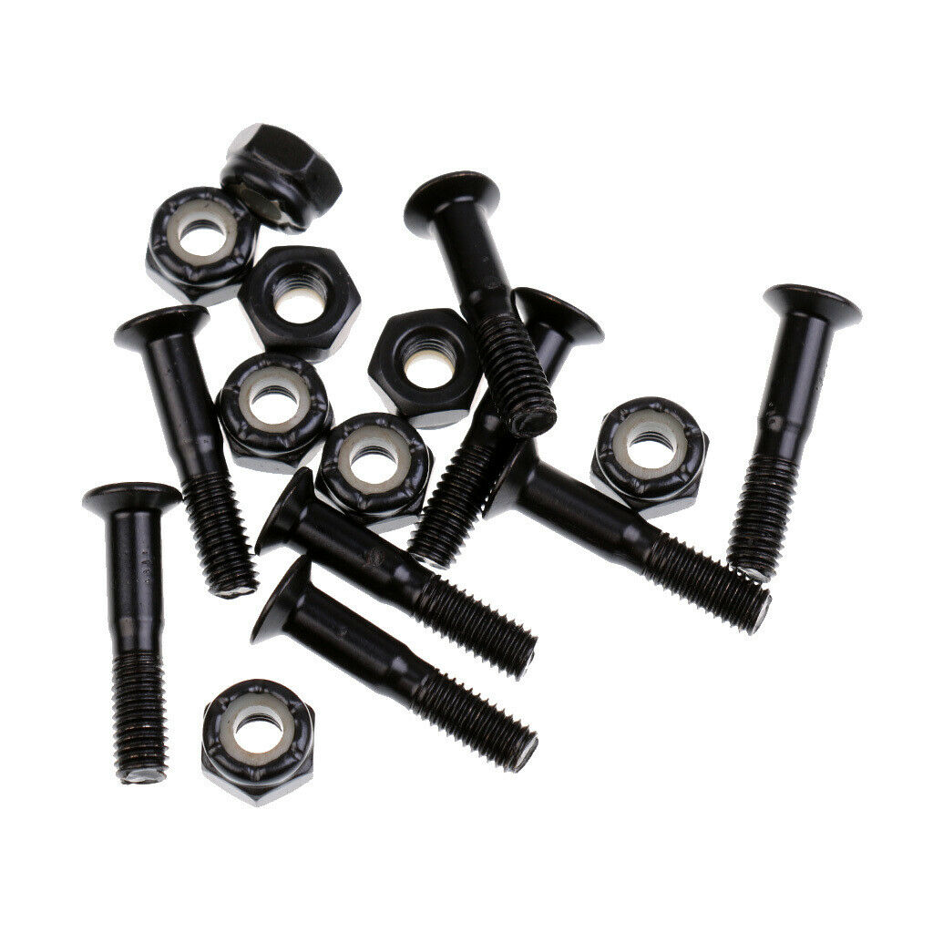 16pcs Skateboard Screws Nuts Heavy Duty Carbon Steel Longboard Head Deck Wheel