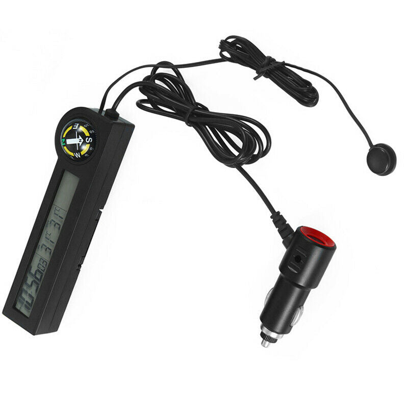 Car Guide Ball Thermometer Voltmeter Time Display LED Backlit Electronic Clock