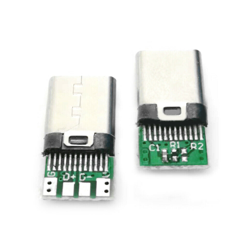 10Pcs USB2.0 TypeC 24 Pin Connector Male Socket Adapter to Solder Wire PCB Board
