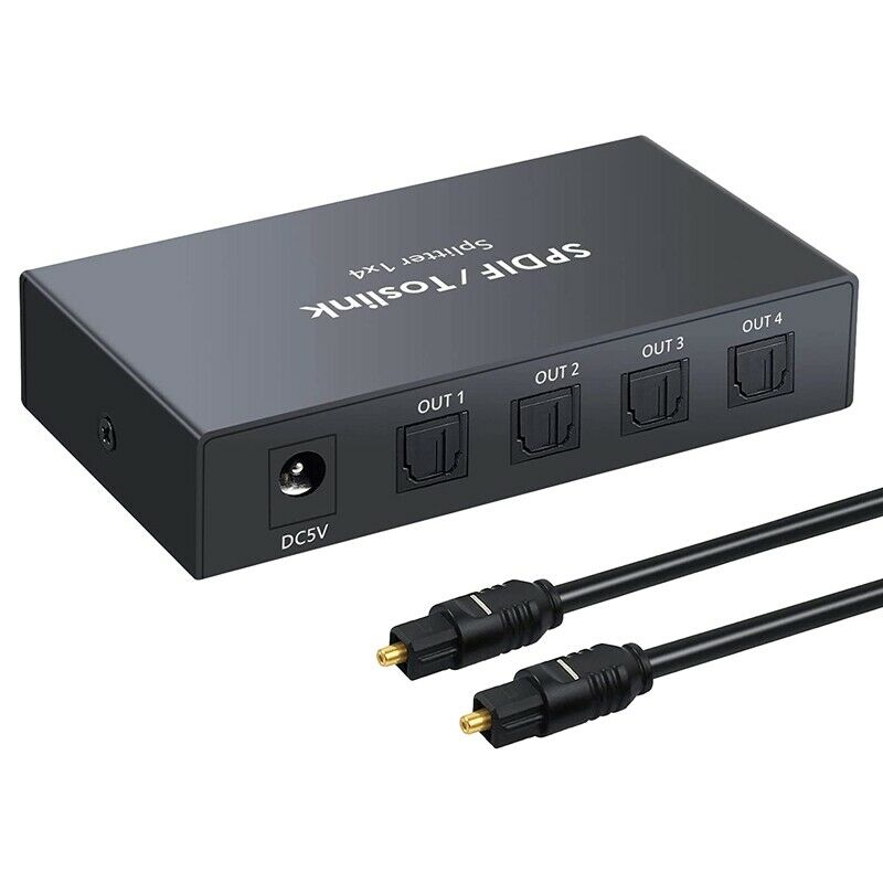 Digital Optical Audio 1X4 Splitter Digital SPDIF Toslink Optical Fiber Audio SE1
