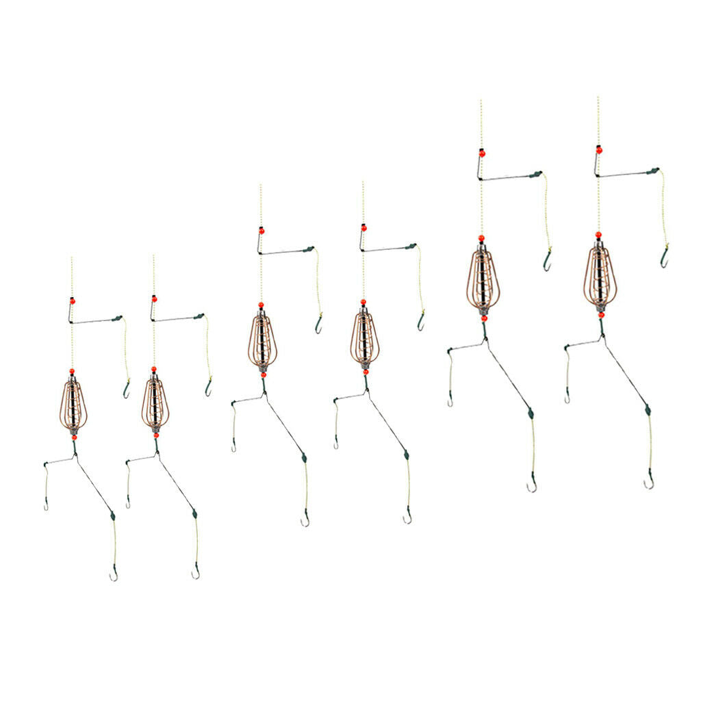 6x Pack of 6 Spring Fishing Feeder Lead w/ Hooks 15/20/25g Fishing Lure Cage