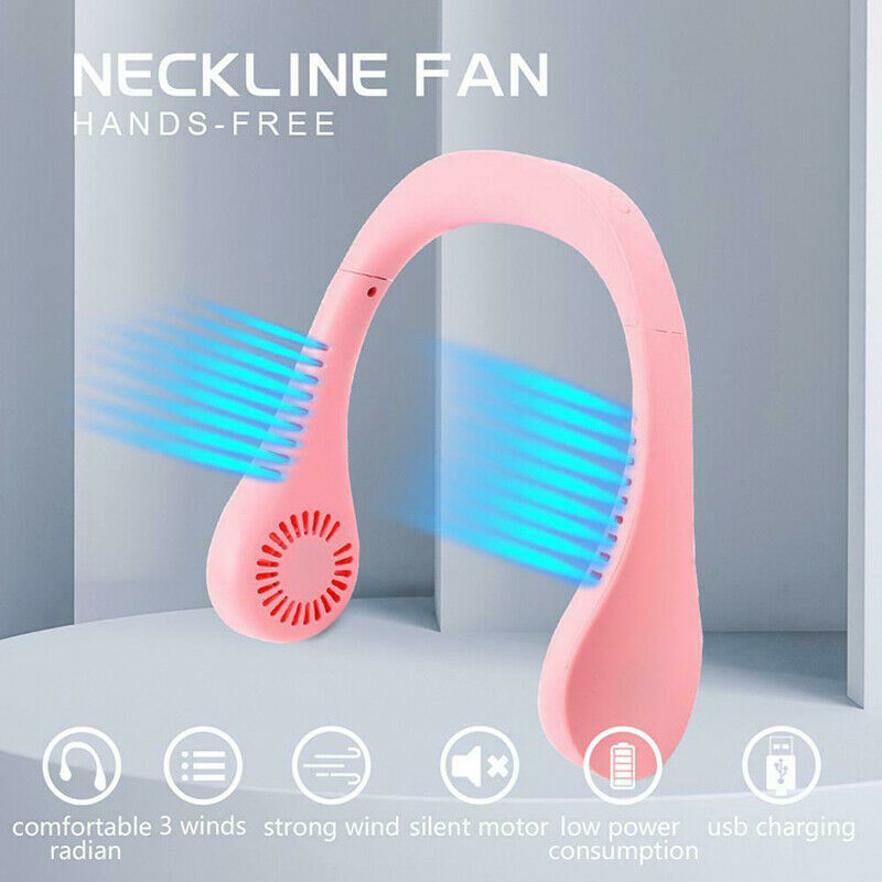 USB Portable Neck Hanging Hands-Free Fan 2 In 1 Air Cooler Usb Rechargeable