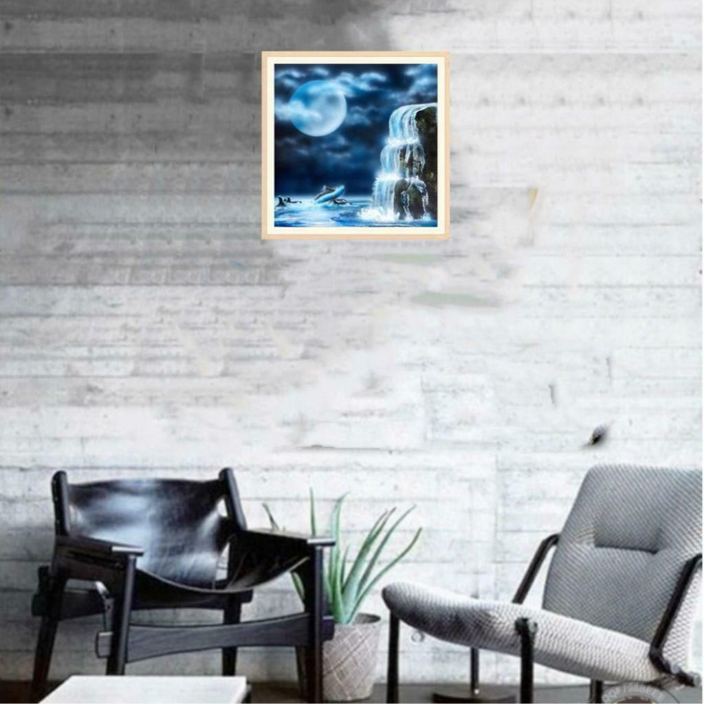 Full Drill Moon Waterfall DIY Diamond Painting Embroidery Cross Stitch Kit