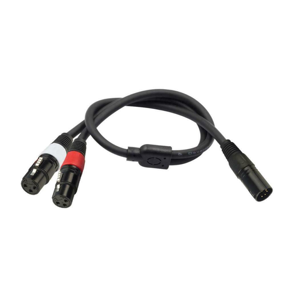 5-Pin Male to Dual 3Pin Female Camera Audio Cable XLR Stereo Lead 7inch