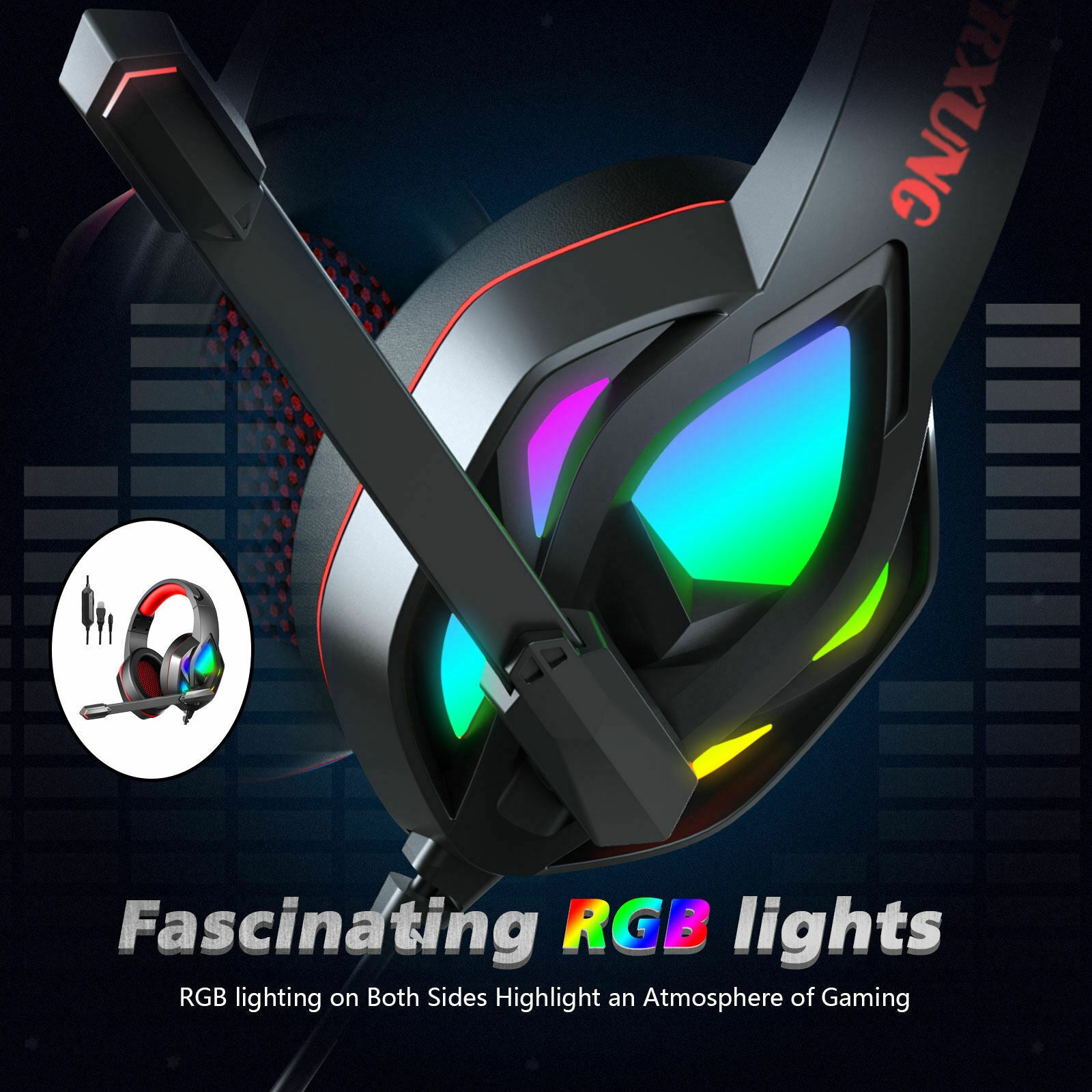 Pro Gaming Headset Stereo Deep Bass 3.5mm for PS4 PS5 Xbox One Switch Adults Red