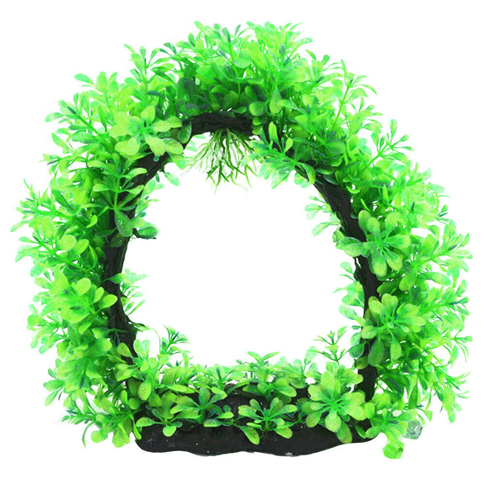 Plastic Archway Tree Artificial Plants Weeds Aquarium Fish Tank Decor Green