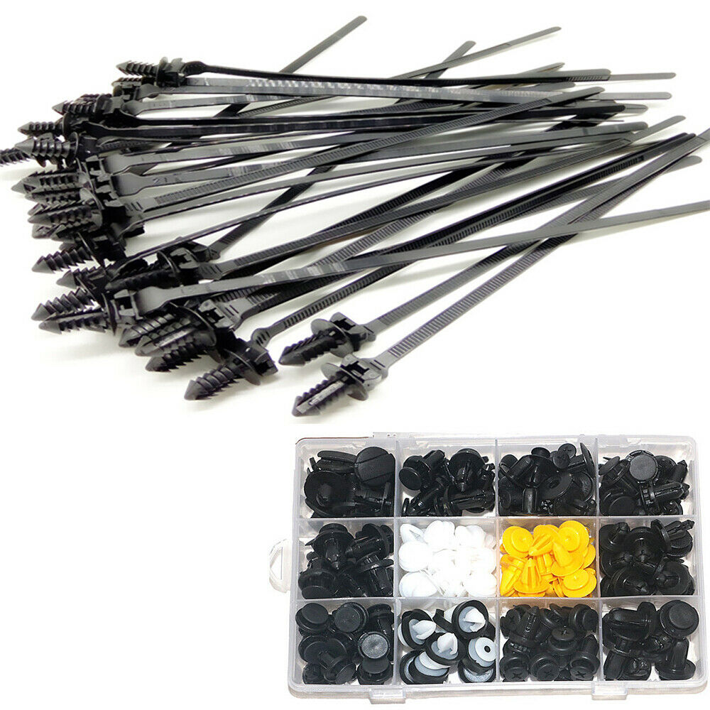 200x Car Door Panels Bumper Fastener Clips Tie Wrap Repair Kits Boxed Universal
