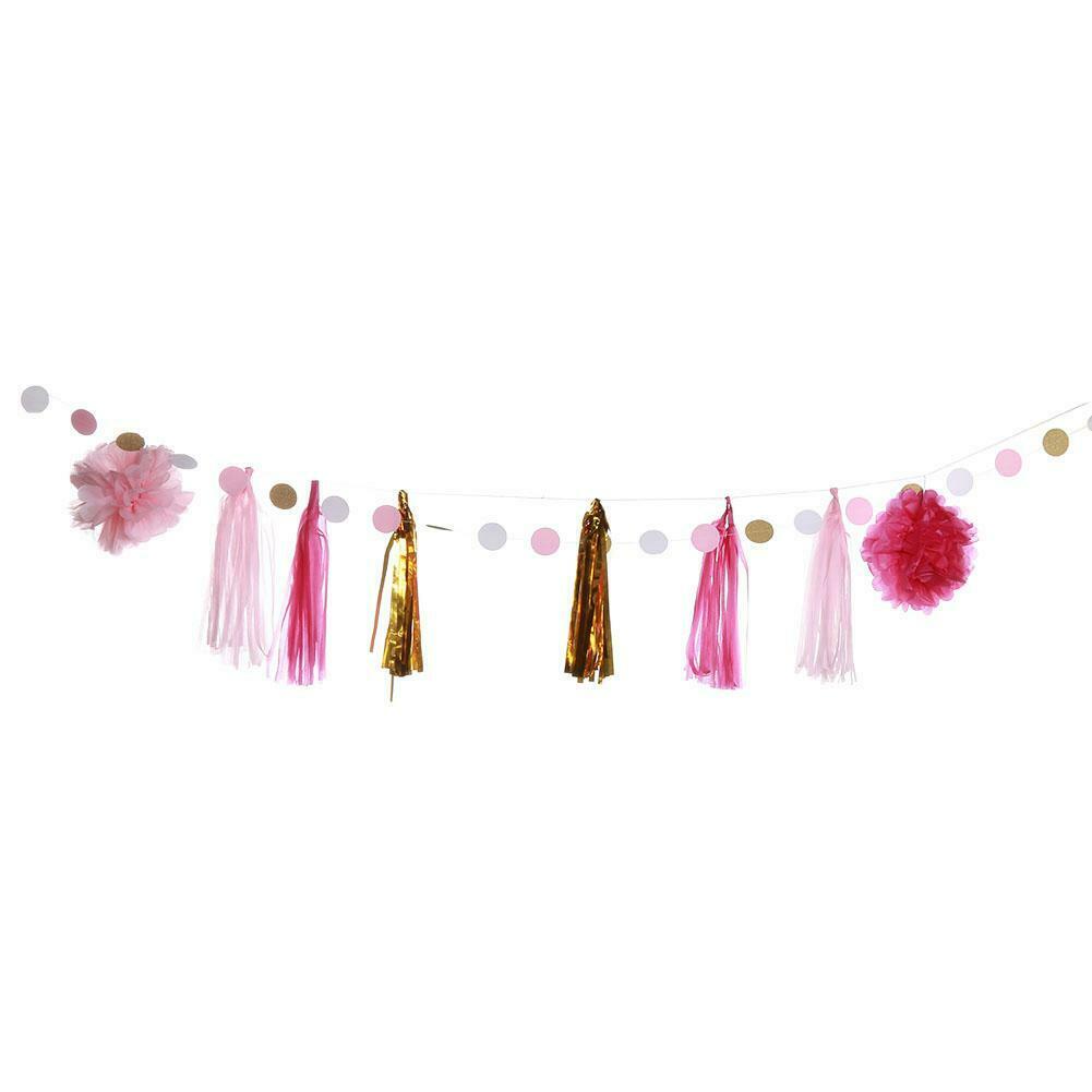 Paper Card String Tassel Home Ornament DIY Flower Ball Decor Festival Party @